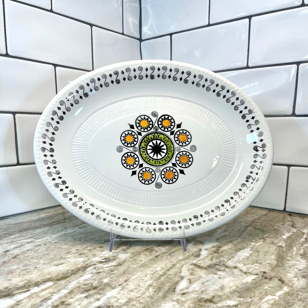 Vintage Kathie Winkle Broadhurst Ironstone "Renaissance" Serving Platter Retro